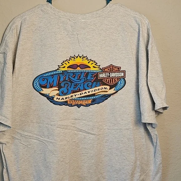 Harley-Davidson Gray Bikers Myrtle Beach Graphic T-Shirt 2XL - Picture 4 of 4